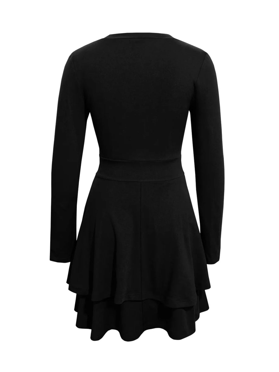 Black dress with long sleeves on a white background