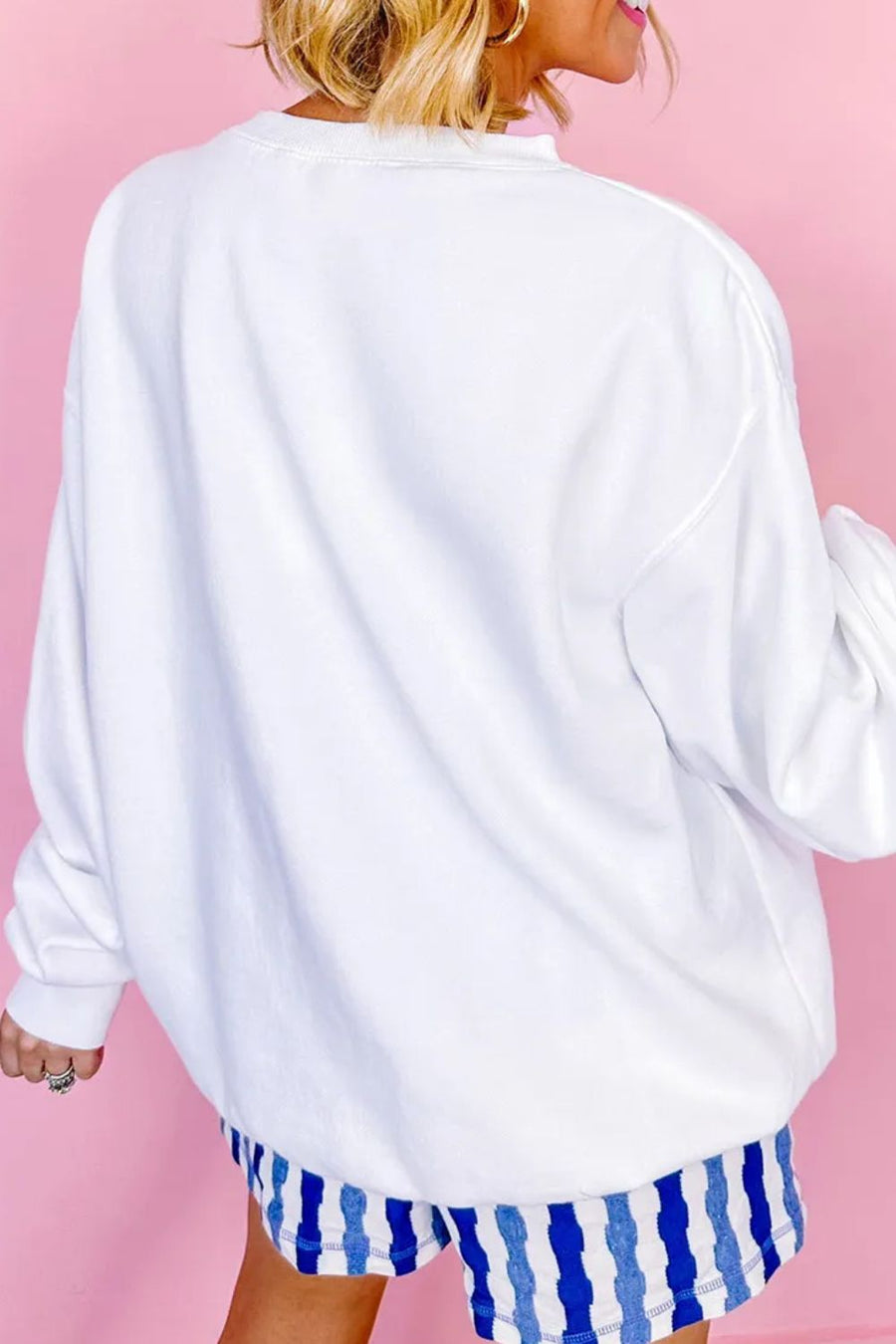 Back view of US Flag Round Neck Long Sleeve Sweatshirt