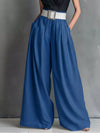 Women's Stylish Lounge Business Flowy High-Waisted Wide-Leg Pants with Pockets