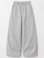 Light gray wide-leg pants with an elastic waistband and front pleats, shown flat against a white background.