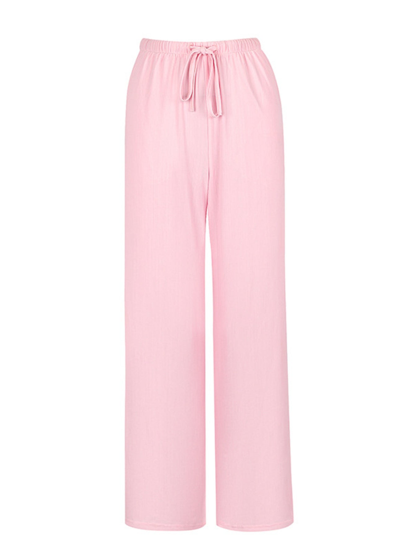 Pink pajama pants on a white background