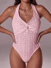 Womens Shape wear Halter Neck Twisted Front Bodysuit