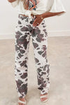 Women Cow Spots Printed Multi Pocketed Jeans
