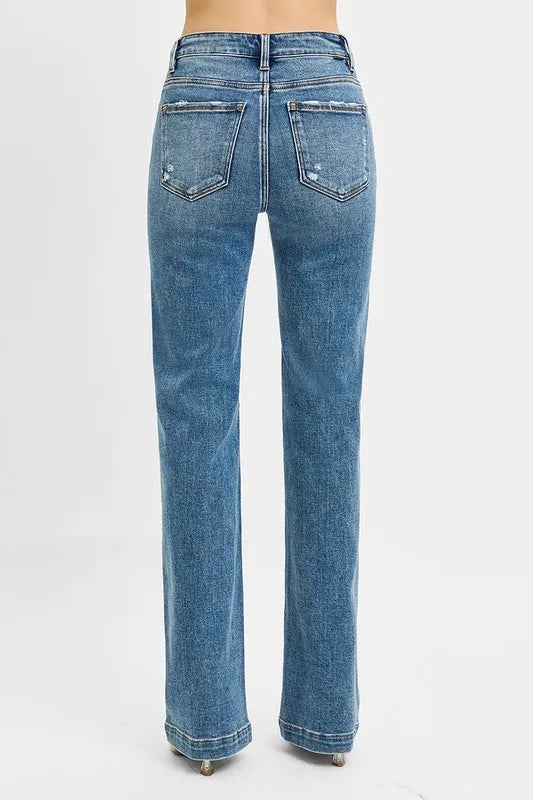 Blue jeans on a white background