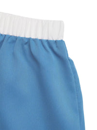 Blue skirt with white waistband on a white background