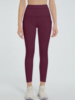 Front view of burgundy High Waist Active Leggings 