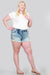 DISTRESSED MID RISE SHORTS WITH BUTTON FLY