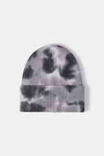 Tie-dye beanie on a white background
