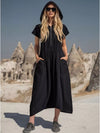 Women's Full Size Hooded Midi Dress with Zipper and Pockets Plus Size