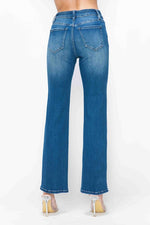Back view of bytos Full Size Cat's Whiskers High Rise Straight Jeans
