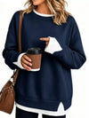Women's Full Size Layered Look Crew Neck Sweatshirt Plus Size