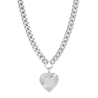 Curb Chain & Heart Pendant Necklace