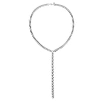 A view of silver Curb Chain Lariat