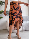 Floral Print Ruffle Hem Asymmetrical Skirt