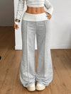 Ribbed Waistband Wide-Leg Pants