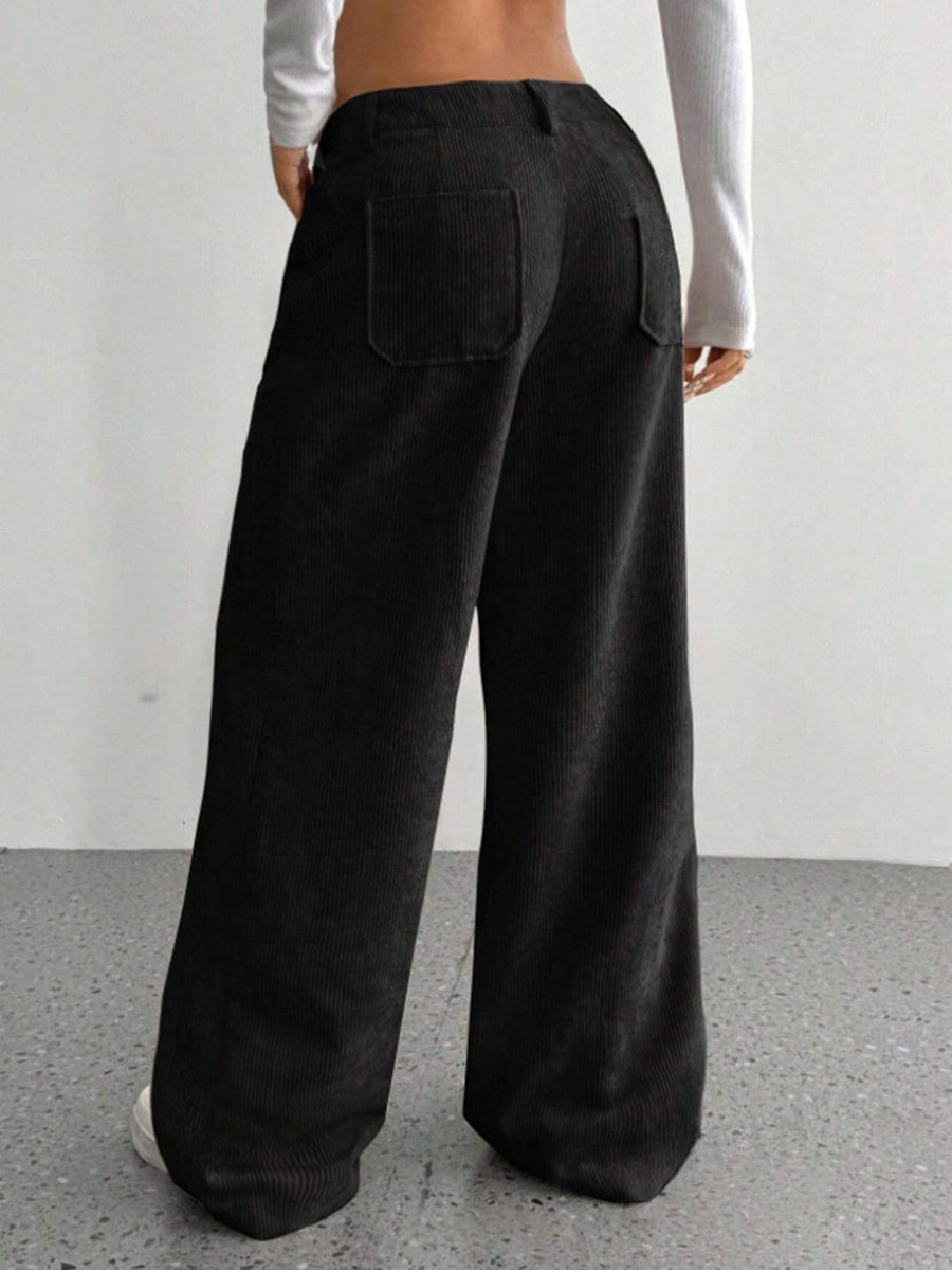 Back view of Wide Leg Pants with Pockets