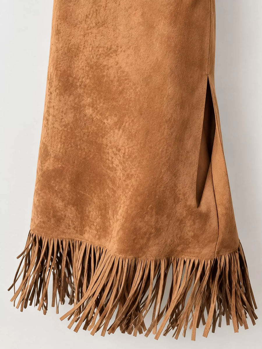 This picture is showing the fringes on the skirt