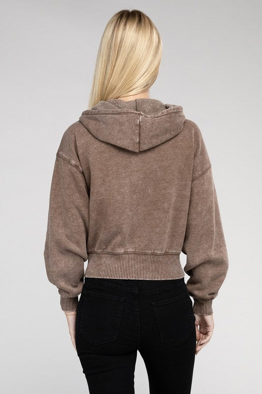 another picture of the back of Cropped Zip-Up Hoodie