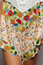 Colorful floral-patterned garment with a plain background