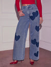 Women's Heart High Waist Wide Leg Jeans & Curvy Fits