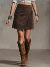 Fringed Wrap Mini Skirt