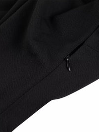 Close-up of a black jacket with a zipper on a white background