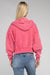 Fleece Cropped Zip-Up Hoodie in pink