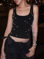 Full view of Women's Bead Embellished Square Neck Tank