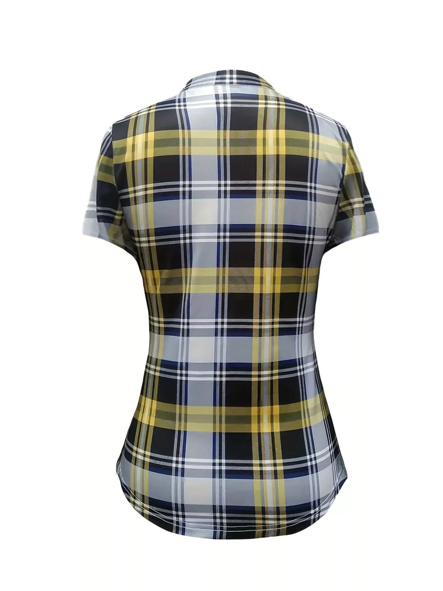 Plaid shirt with short sleeves on a white background