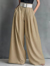 Women's Stylish Lounge Business Flowy High-Waisted Wide-Leg Pants with Pockets
