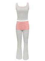 Gray tank top and pink pants set on a white background