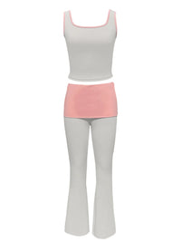 Gray tank top and pink pants set on a white background
