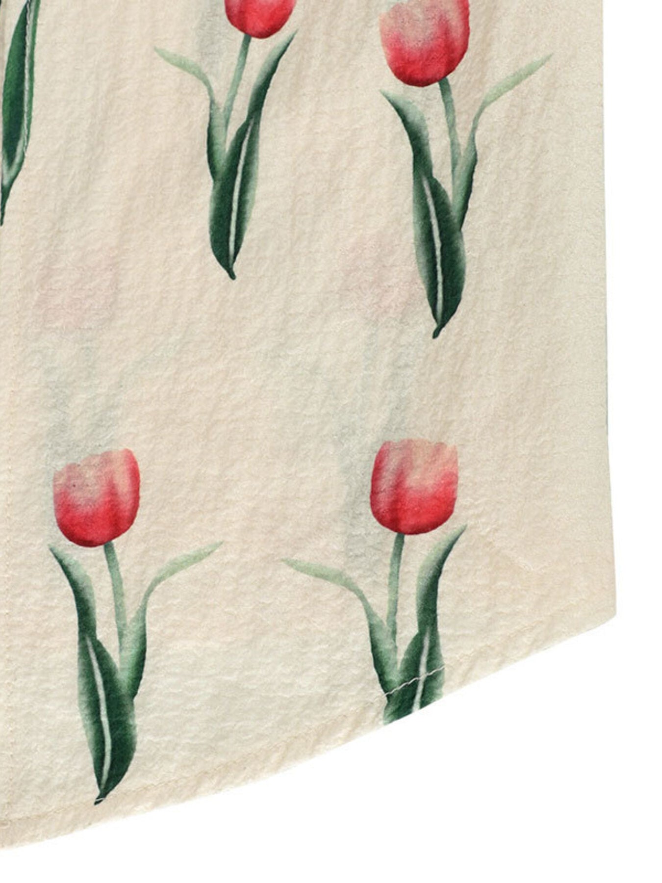 Red tulip pattern on a beige background