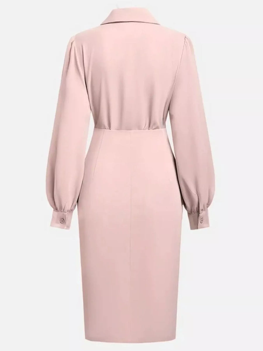 Pink dress with long sleeves on a white background
