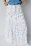 Women's High Waist Tiny Floral Print Boho Maxi Skirt