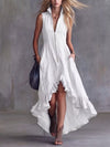 Ladies Full Size High-Low Ruffled Zip Front Dress Plus Size