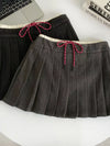Elastic Waist Schools Girl Pleated Mini Skirt For Women
