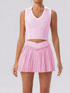 Women's Sleeveless Top and Pleated Skirt Active Set