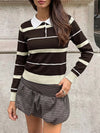 Striped Polo Collar Sweater