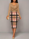 Plus Size Plaid Long Sleeve Mini Dress