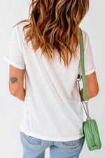 Back view of Star Round Neck Short Sleeve T-Shirt