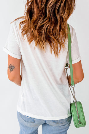 Back view of Star Round Neck Short Sleeve T-Shirt