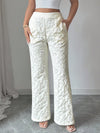 Women's Stretchy Casual Comfy Textured High Waist Wide Leg Pants