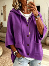 Women's Hooded Button-Down Knit Cardigan