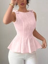 Womens Best Overall Dressy Bow Shoulder Peplum Tank