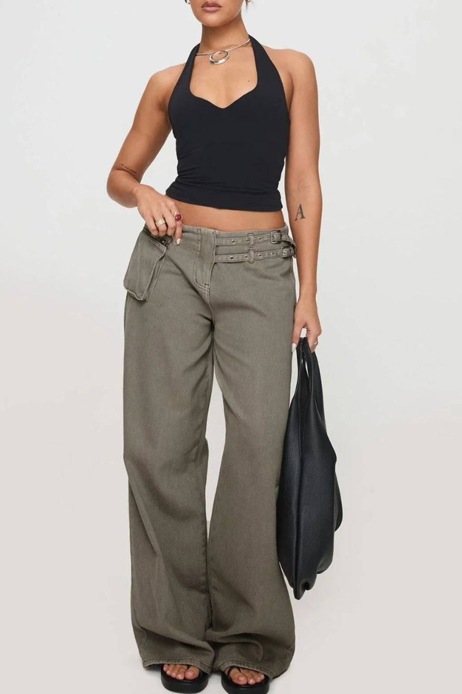 Another front view of Wide Leg Jeans with Pockets
