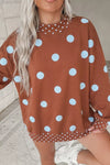 Polka Dot Dropped Shoulder Sweatshirt