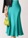 High-Waisted Satin Midi Skirt