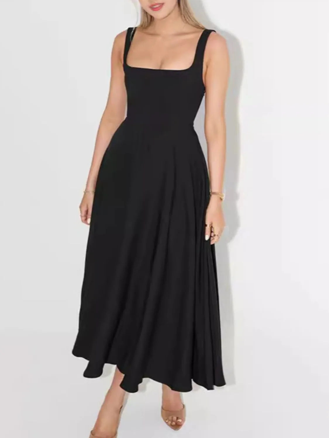 Close up view of black Max-Origin dress