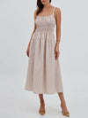Striped Smocked Bodice Midi Dress